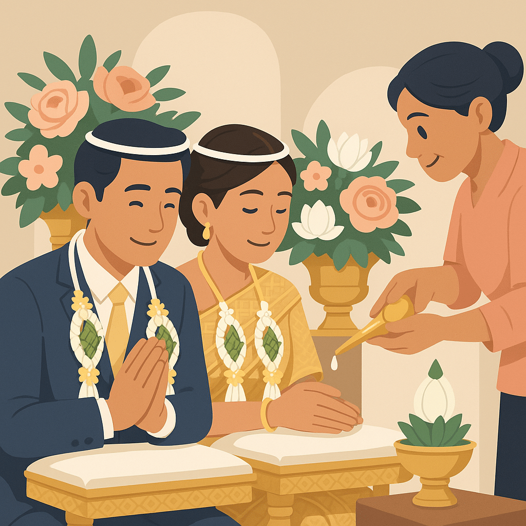 แบมไพลินในพิธีงานแต่งงานไทย